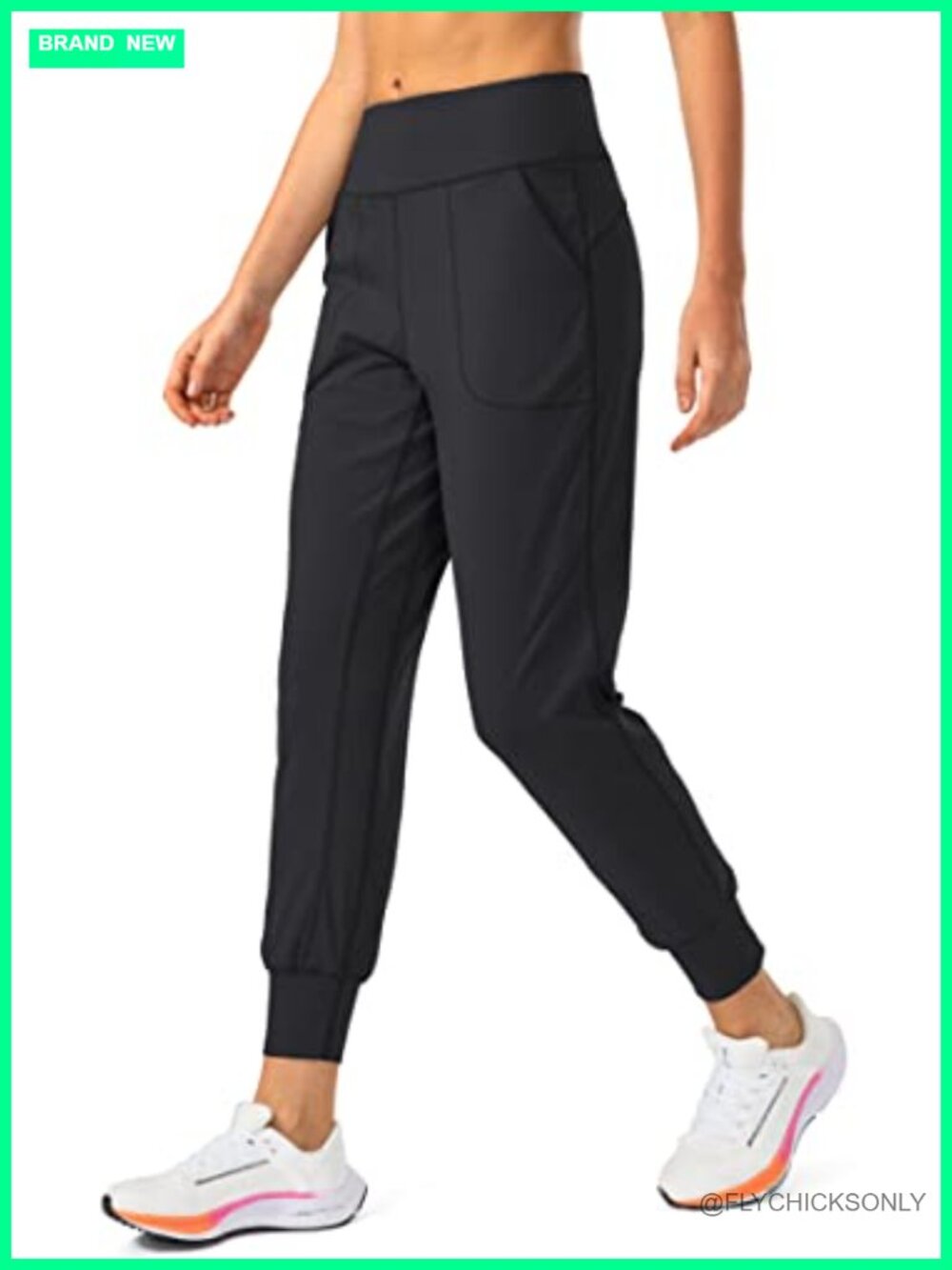 High Waisted Joggers with Zipper Pockets, Tapered Leg Athletic Yoga Pants